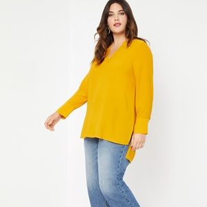 Eloquii Easy V Neck Tunic in Mustard Size 26